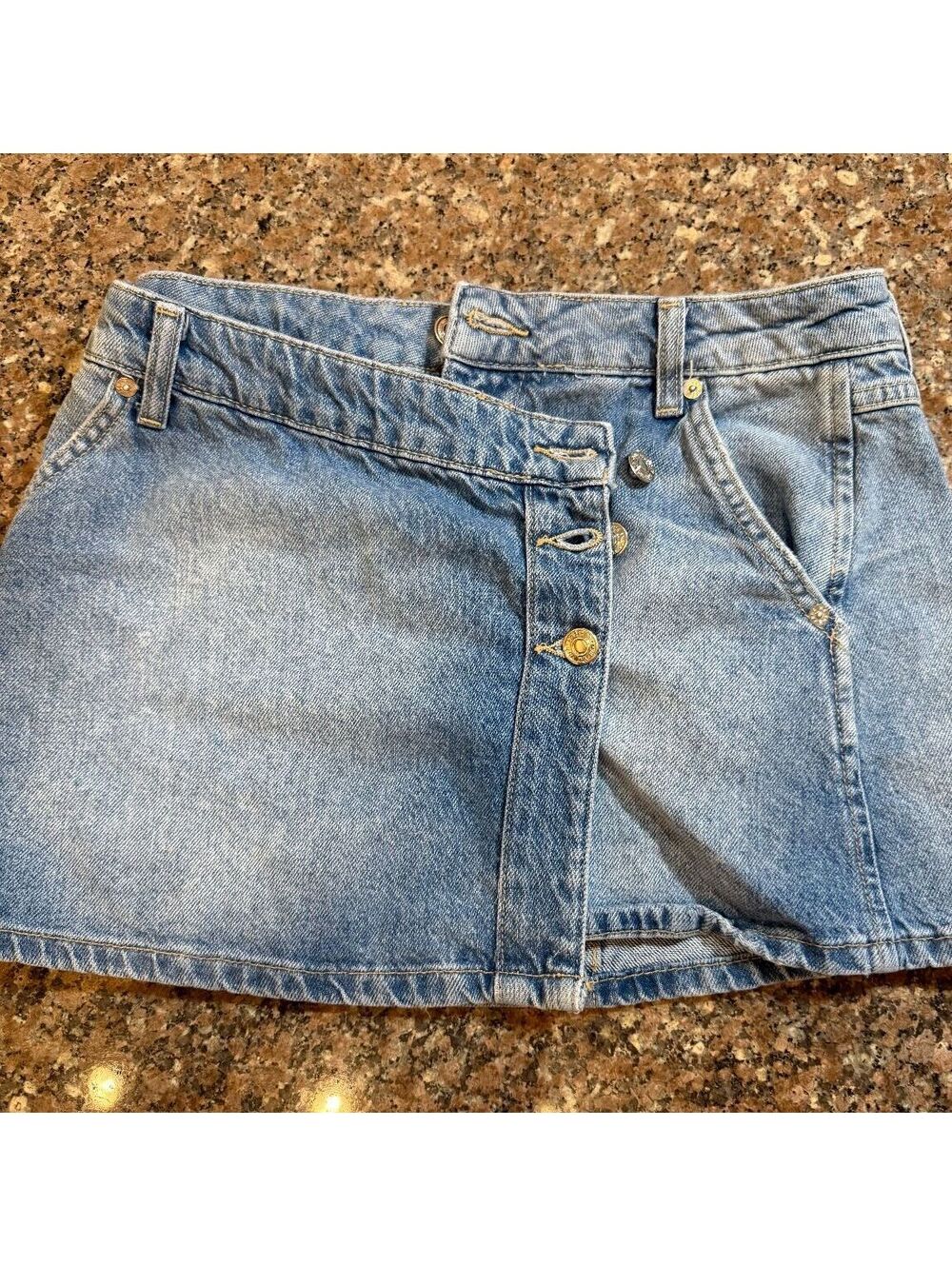 WE THE FREE Denim Mini Skirt Size 25 Light Blue